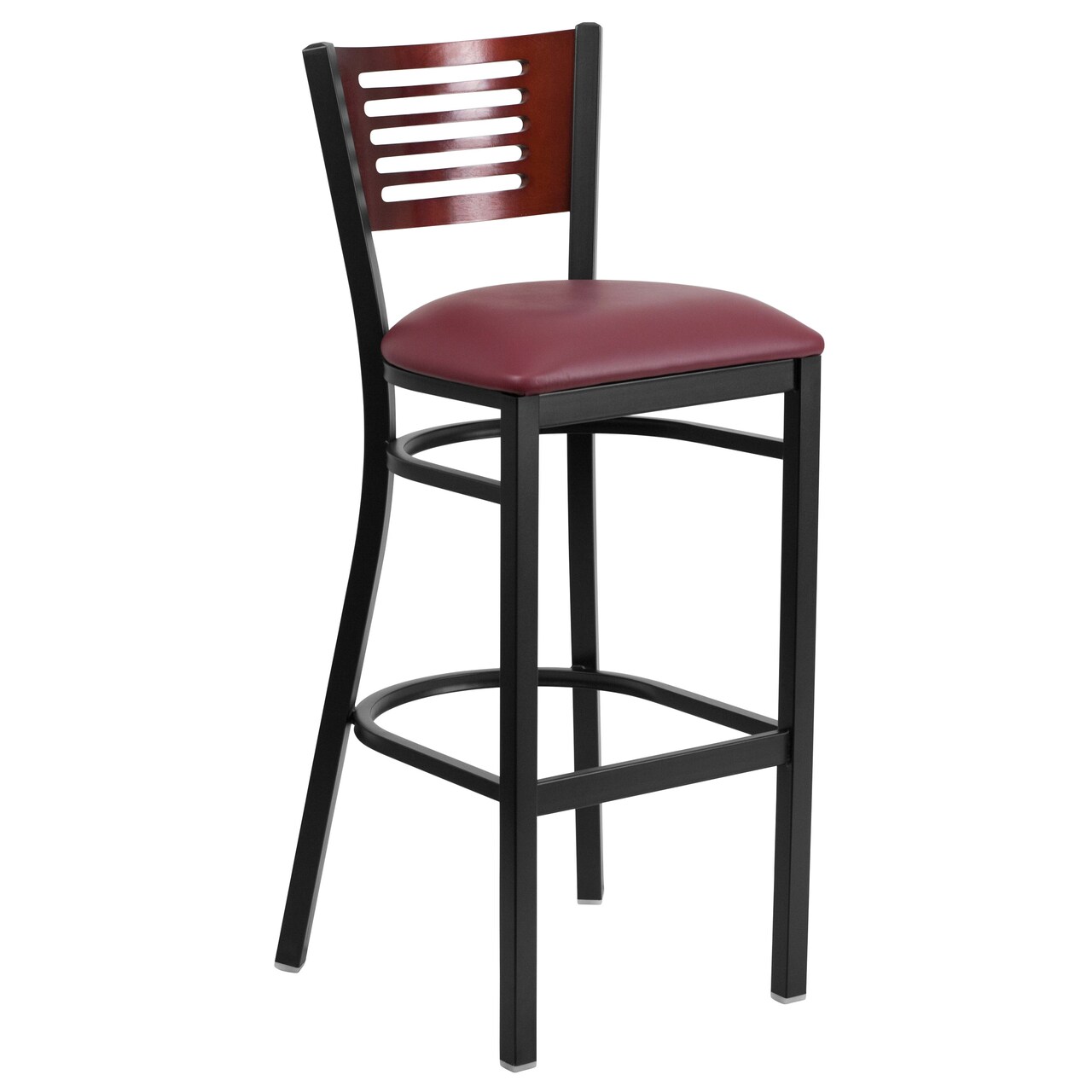 Emma and Oliver Decorative Slat Back Metal Restaurant Dining Barstool